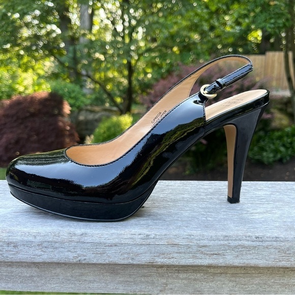 Circa Joan & David Luxe Precia Black Patent Leather Slingback Platform Heels 9M - Picture 11 of 16